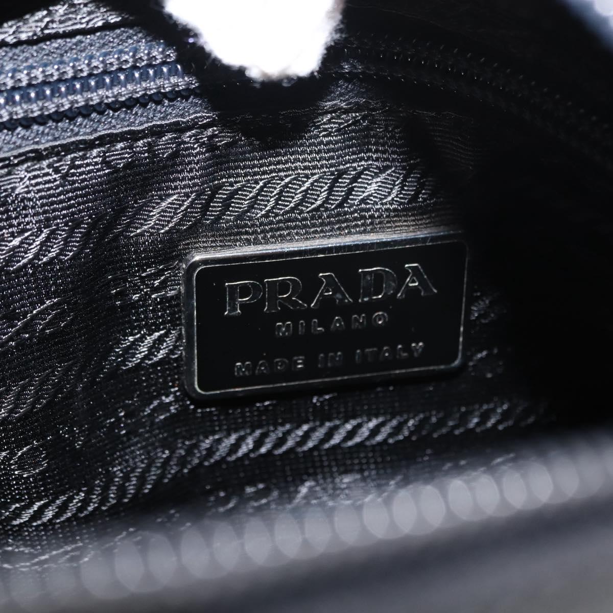 PRADA Tote Bag Nylon Black Silver Auth gh1067