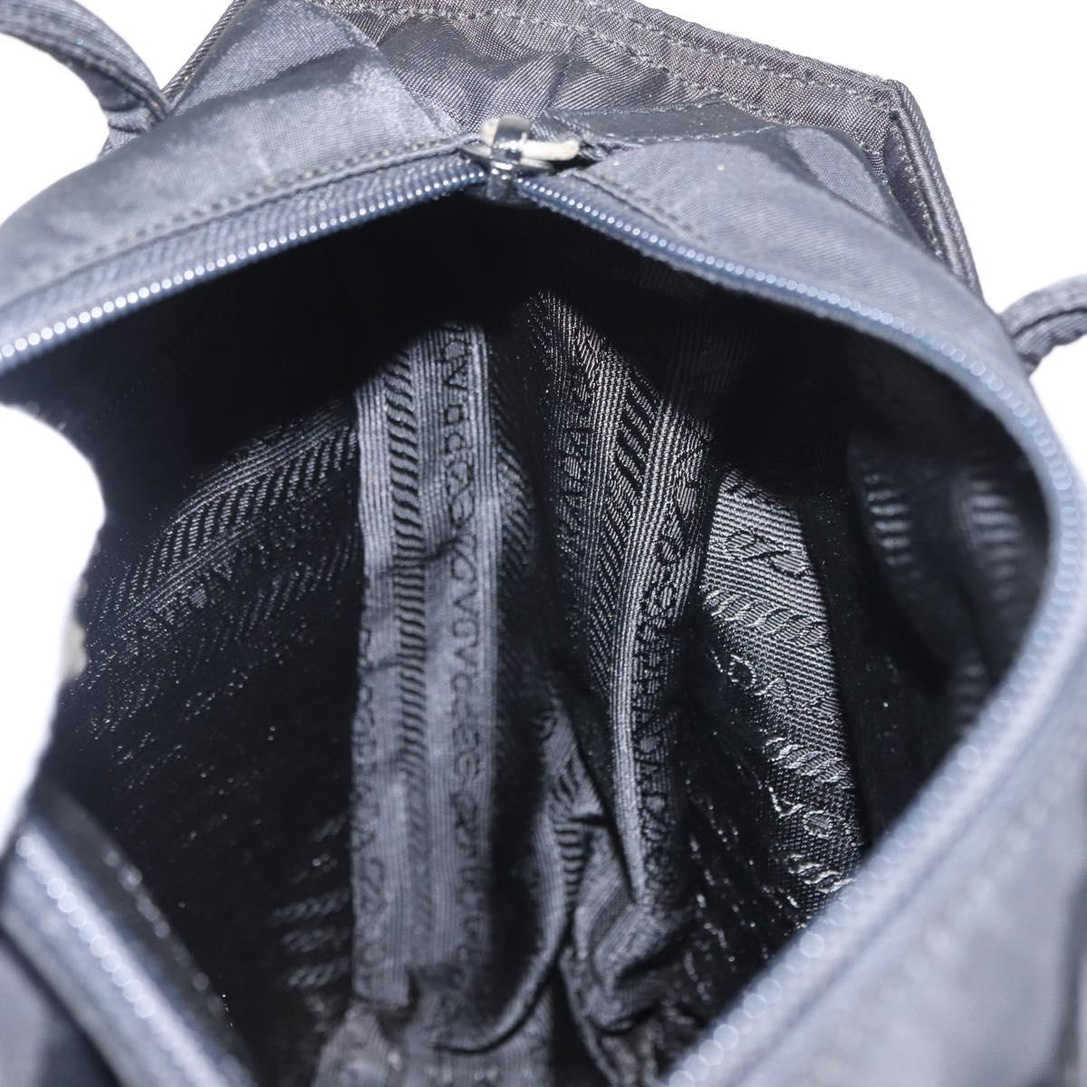 PRADA Tote Bag Nylon Black Silver Auth gh1067