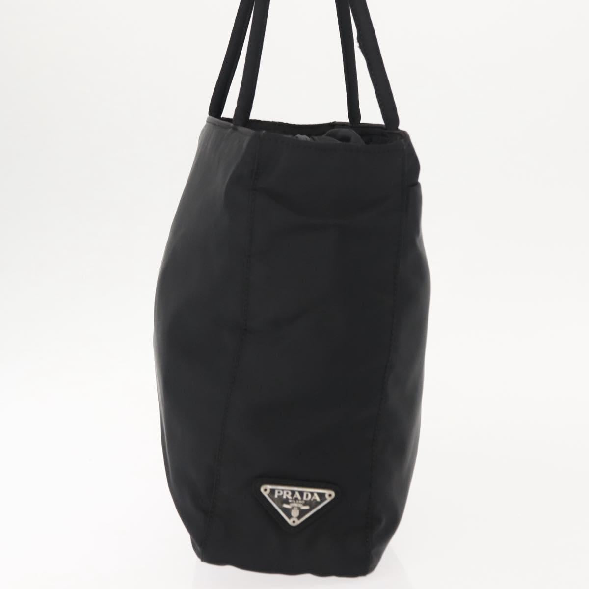 PRADA Tote Bag Nylon Black Silver Auth gh1067