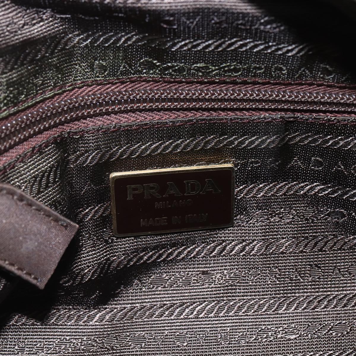 PRADA Chain Shoulder Bag Nylon Beige Gold Auth gh1068