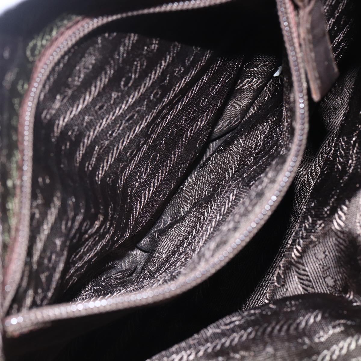 PRADA Chain Shoulder Bag Nylon Beige Gold Auth gh1068