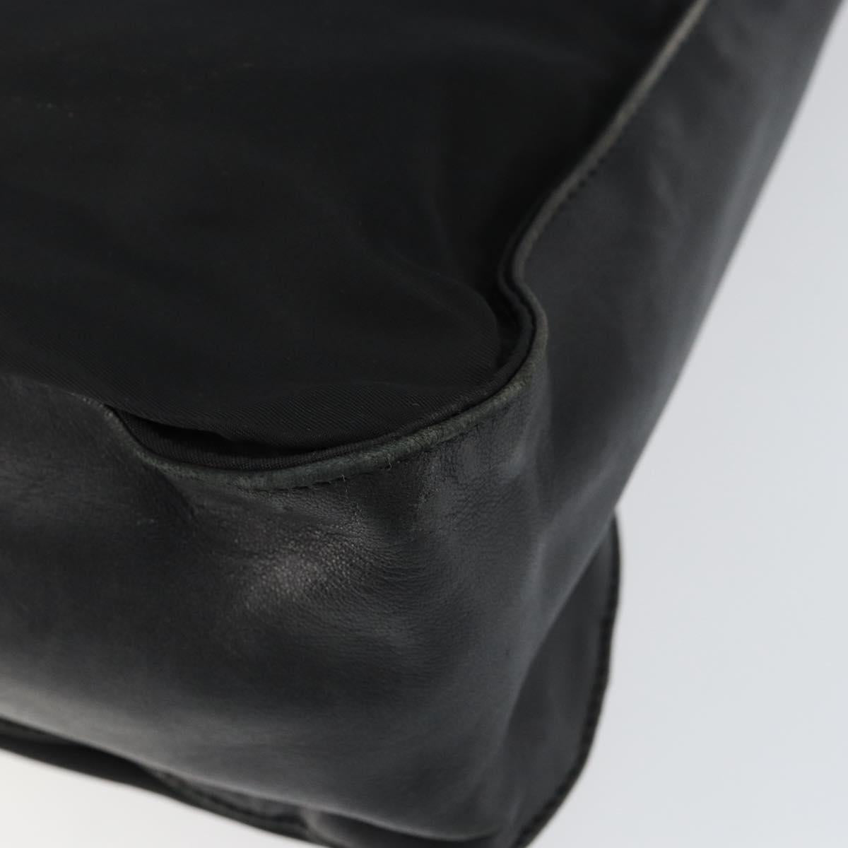 PRADA Hand Bag Nylon Leather Black Silver Auth gh1069