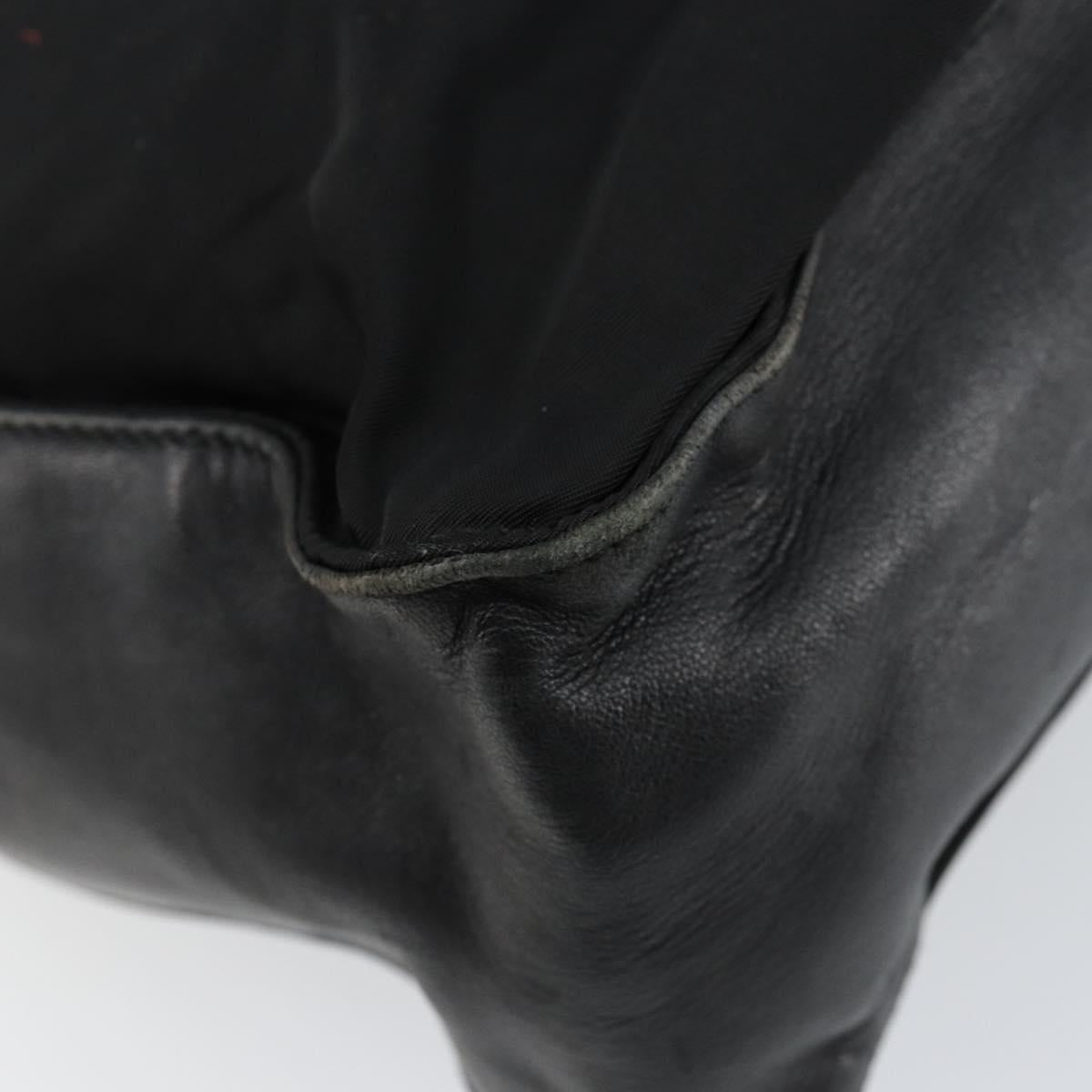 PRADA Hand Bag Nylon Leather Black Silver Auth gh1069