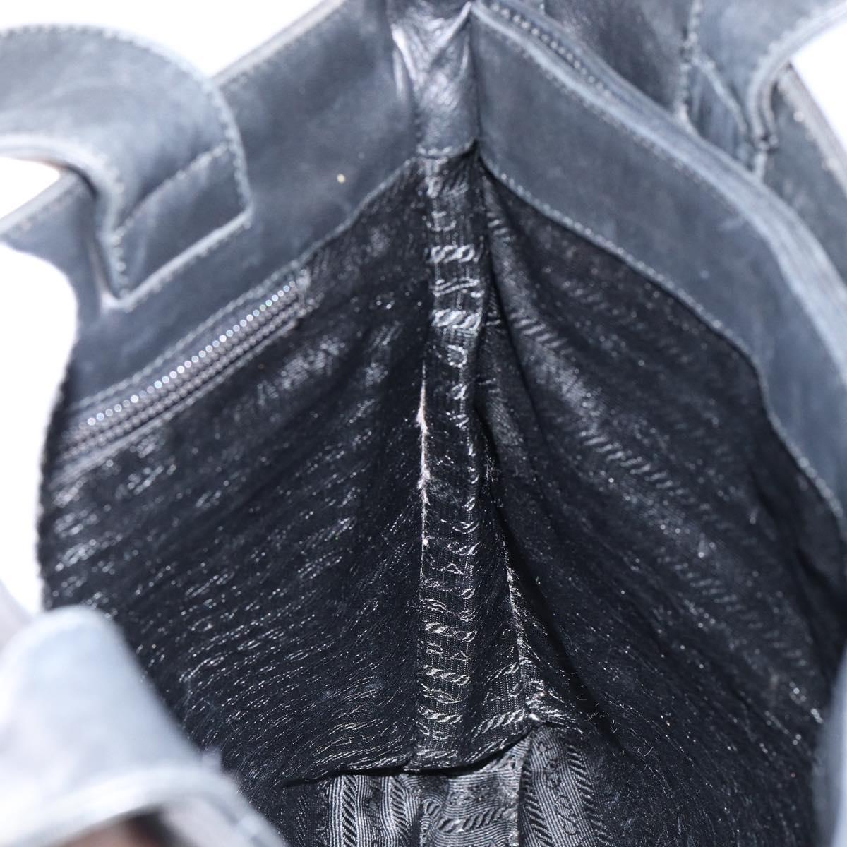 PRADA Hand Bag Nylon Leather Black Silver Auth gh1069