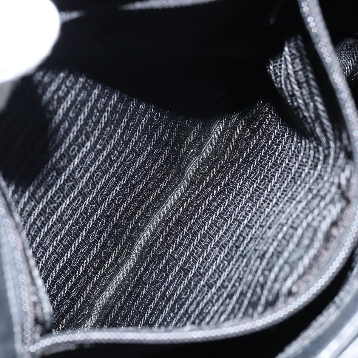 PRADA Hand Bag Nylon Leather Black Silver Auth gh1069