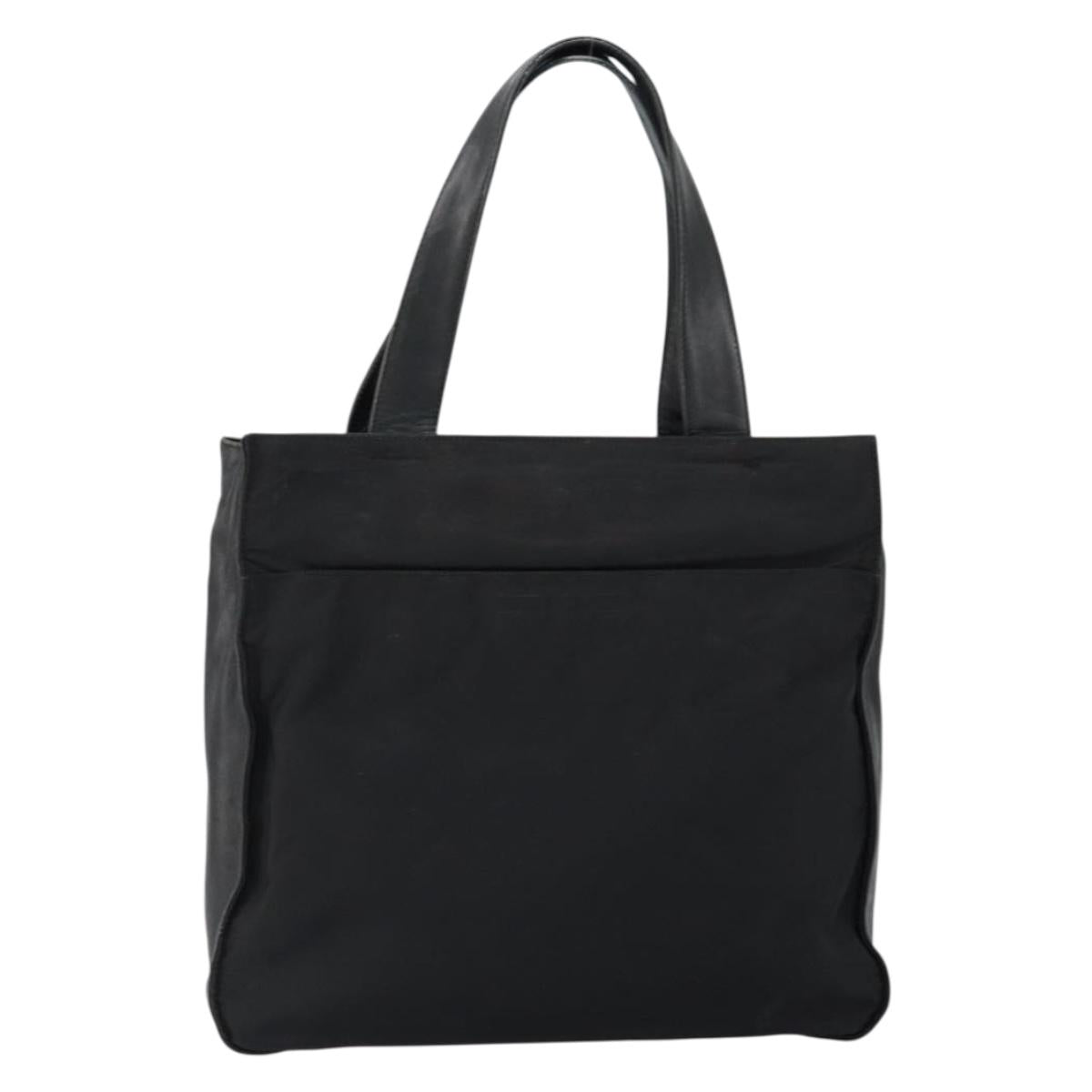 PRADA Hand Bag Nylon Leather Black Silver Auth gh1069