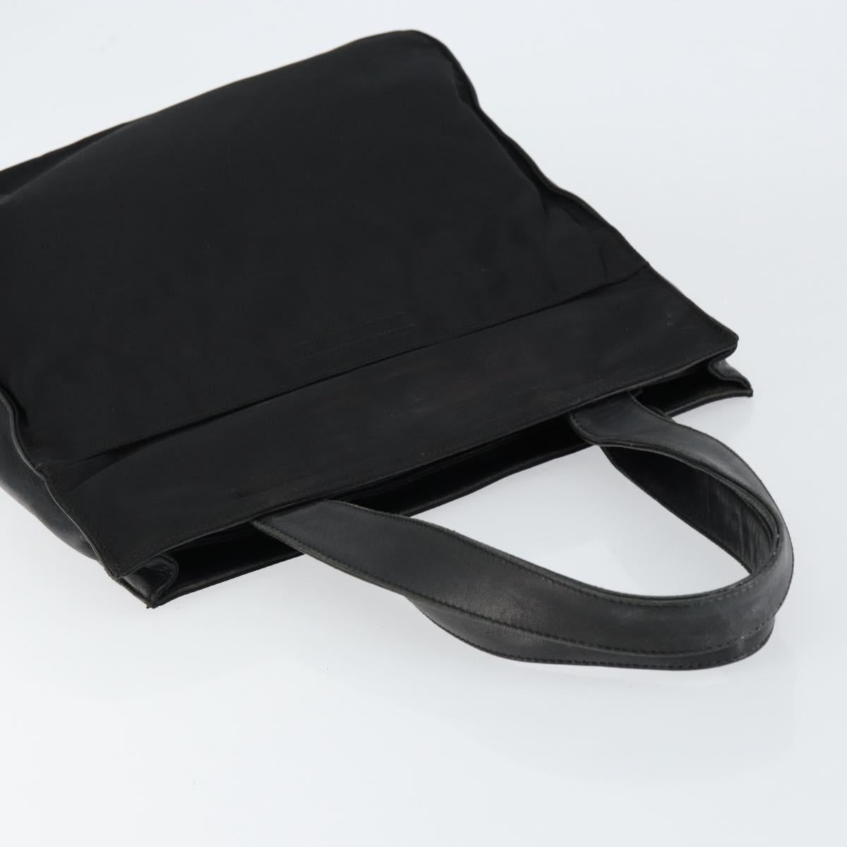 PRADA Hand Bag Nylon Leather Black Silver Auth gh1069
