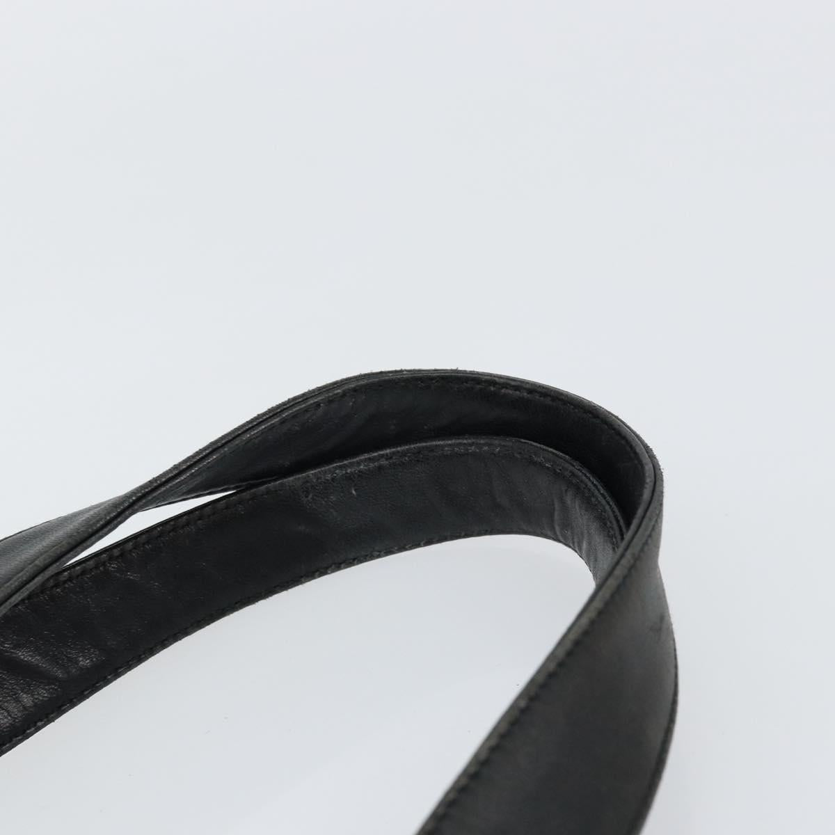 PRADA Hand Bag Nylon Leather Black Silver Auth gh1069