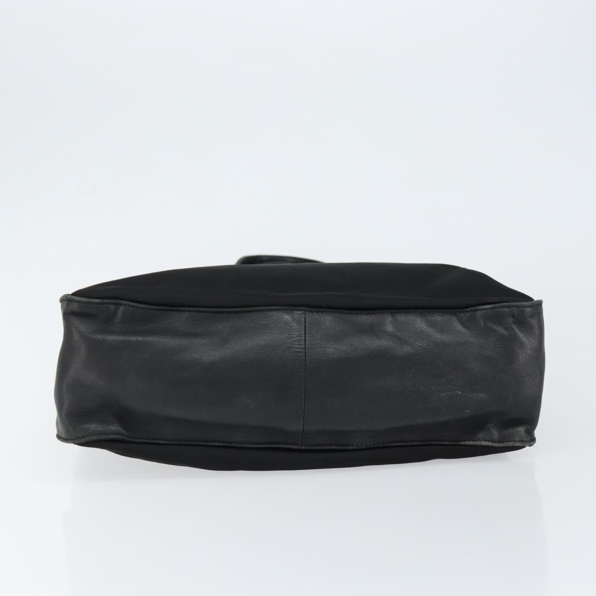PRADA Hand Bag Nylon Leather Black Silver Auth gh1069