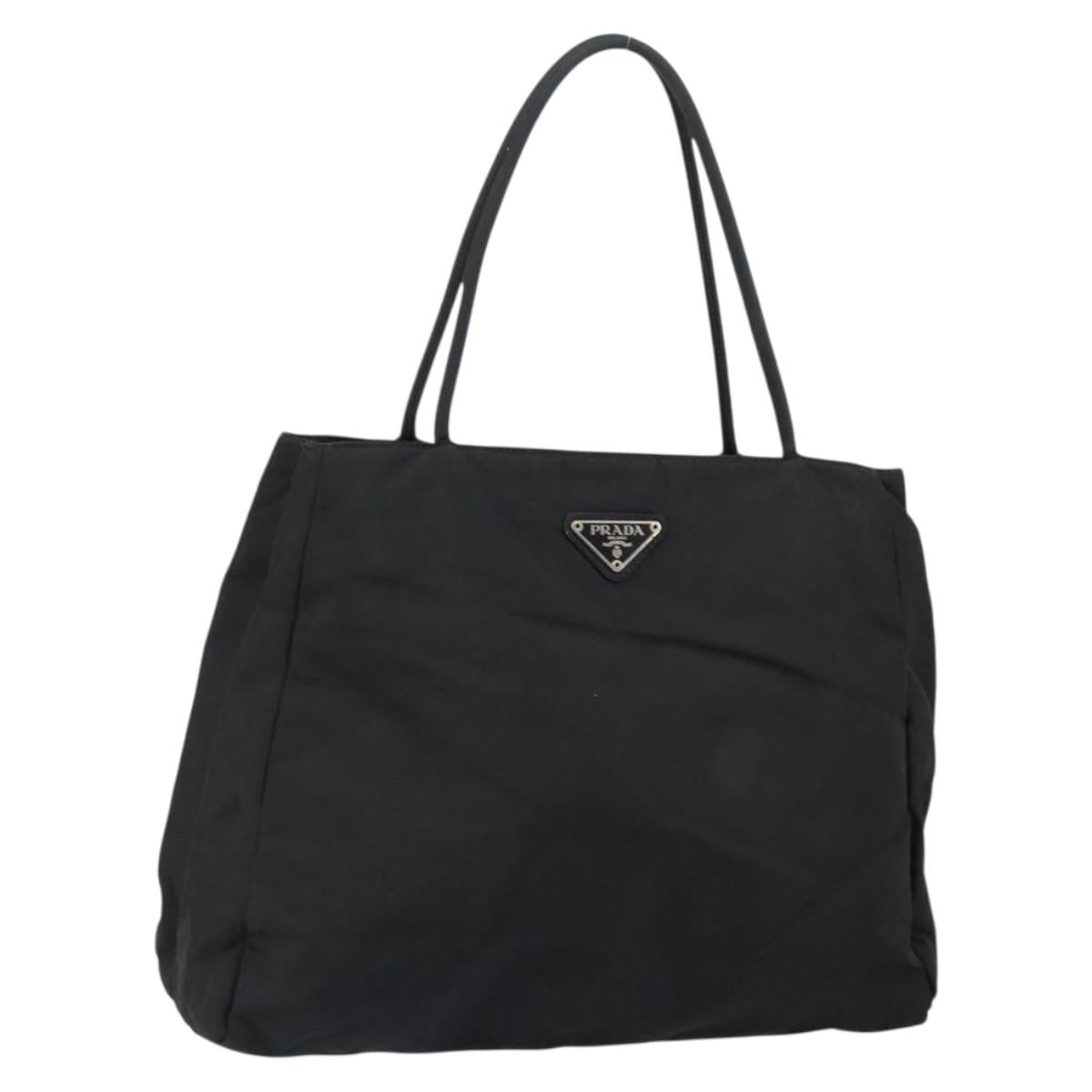 PRADA Hand Bag Nylon Black Silver Auth gh1070