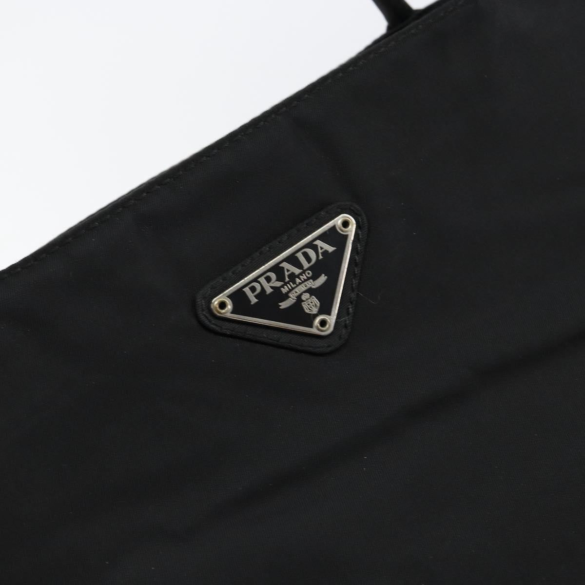 PRADA Hand Bag Nylon Black Silver Auth gh1070