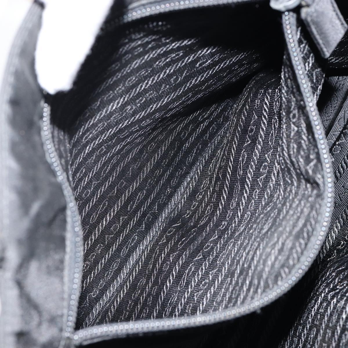 PRADA Hand Bag Nylon Black Silver Auth gh1070