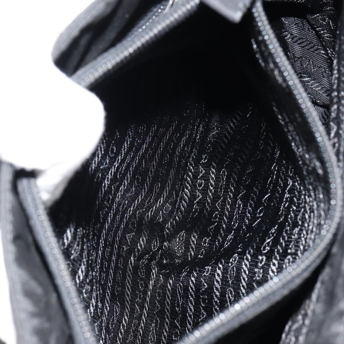 PRADA Hand Bag Nylon Black Silver Auth gh1070