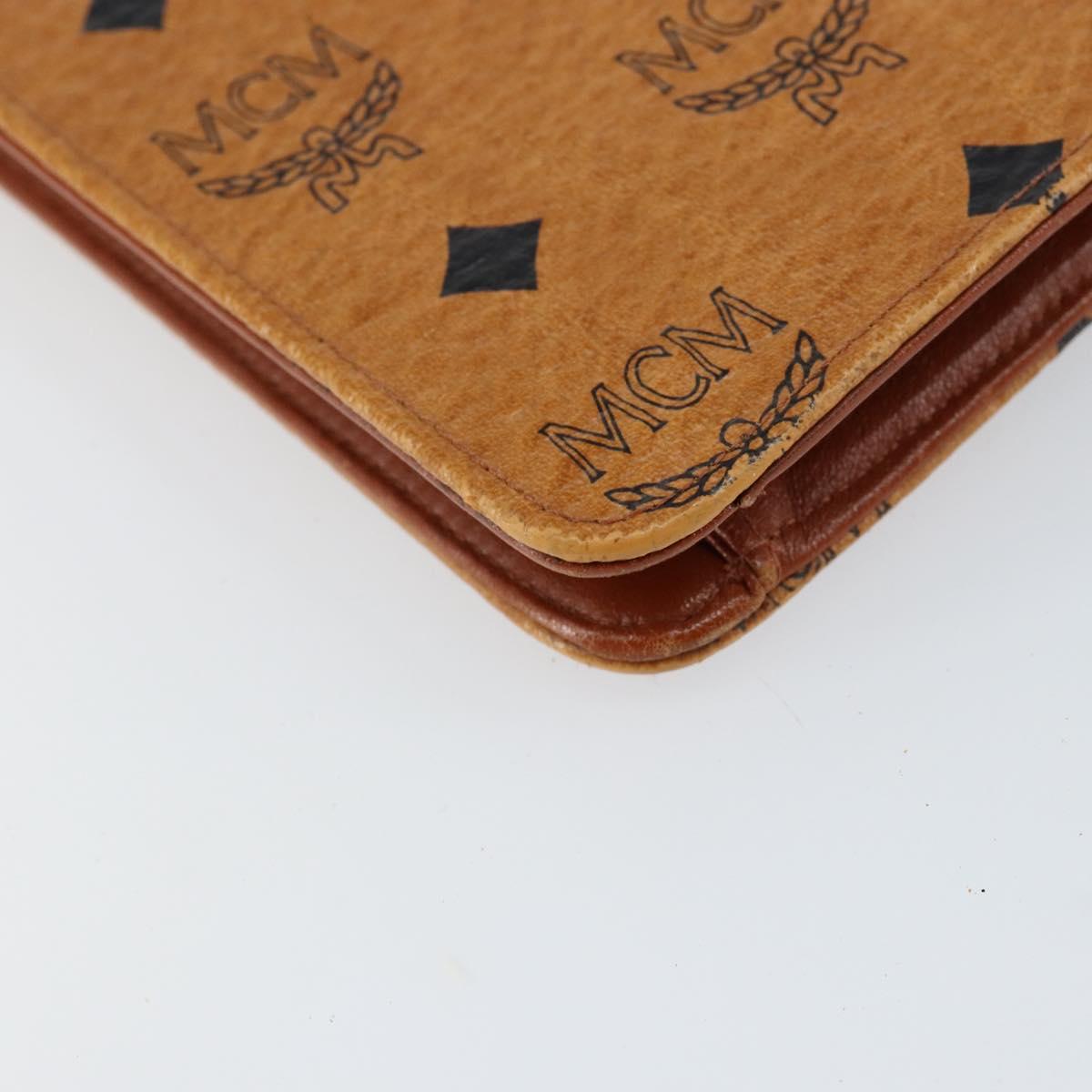 MCM Logogram Vicetos Shoulder Bag PVC Leather Brown Gold Auth gh1073