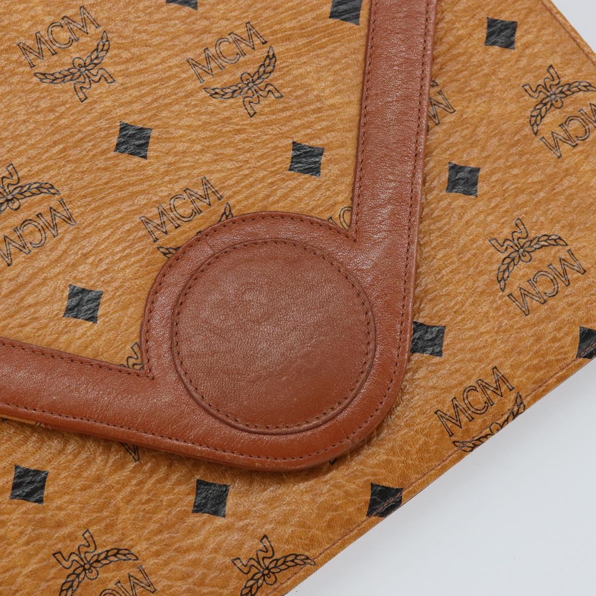 MCM Logogram Vicetos Shoulder Bag PVC Leather Brown Gold Auth gh1073