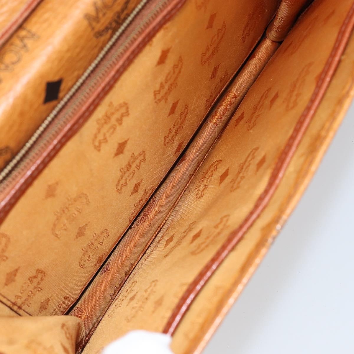 MCM Logogram Vicetos Shoulder Bag PVC Leather Brown Gold Auth gh1073