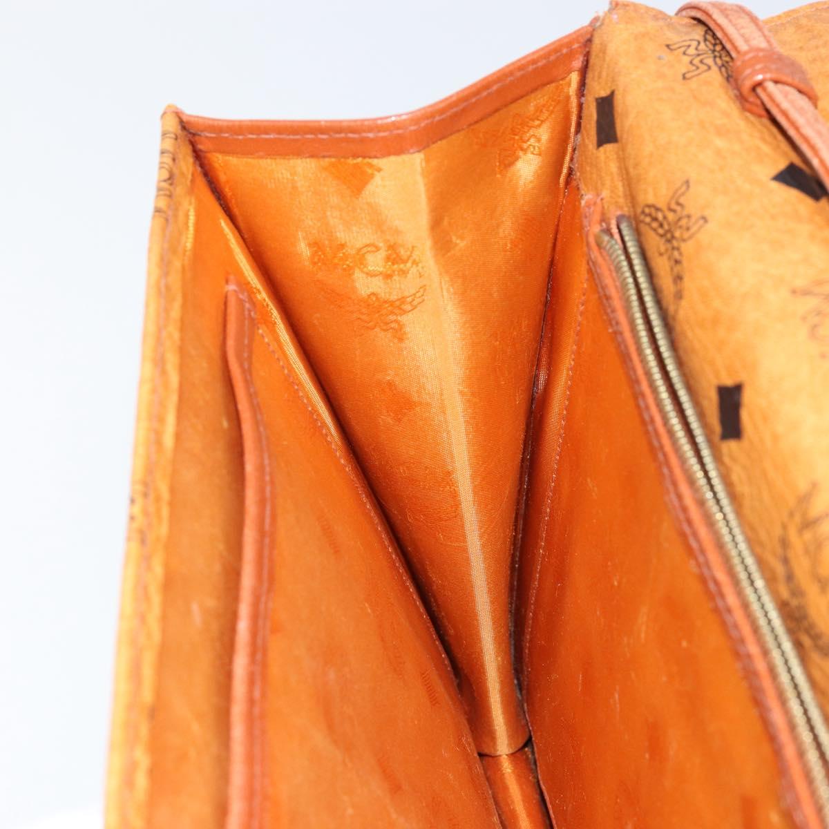 MCM Logogram Vicetos Shoulder Bag PVC Leather Brown Gold Auth gh1073