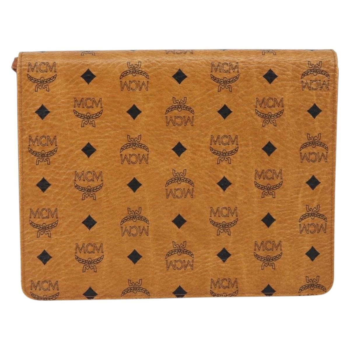 MCM Logogram Vicetos Shoulder Bag PVC Leather Brown Gold Auth gh1073