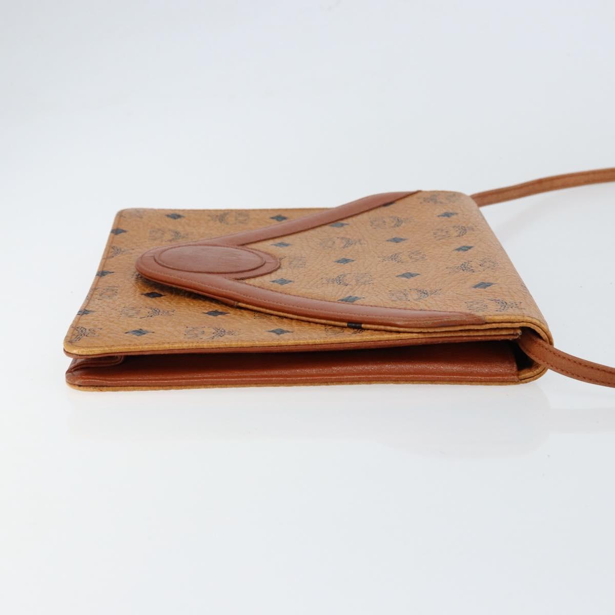 MCM Logogram Vicetos Shoulder Bag PVC Leather Brown Gold Auth gh1073