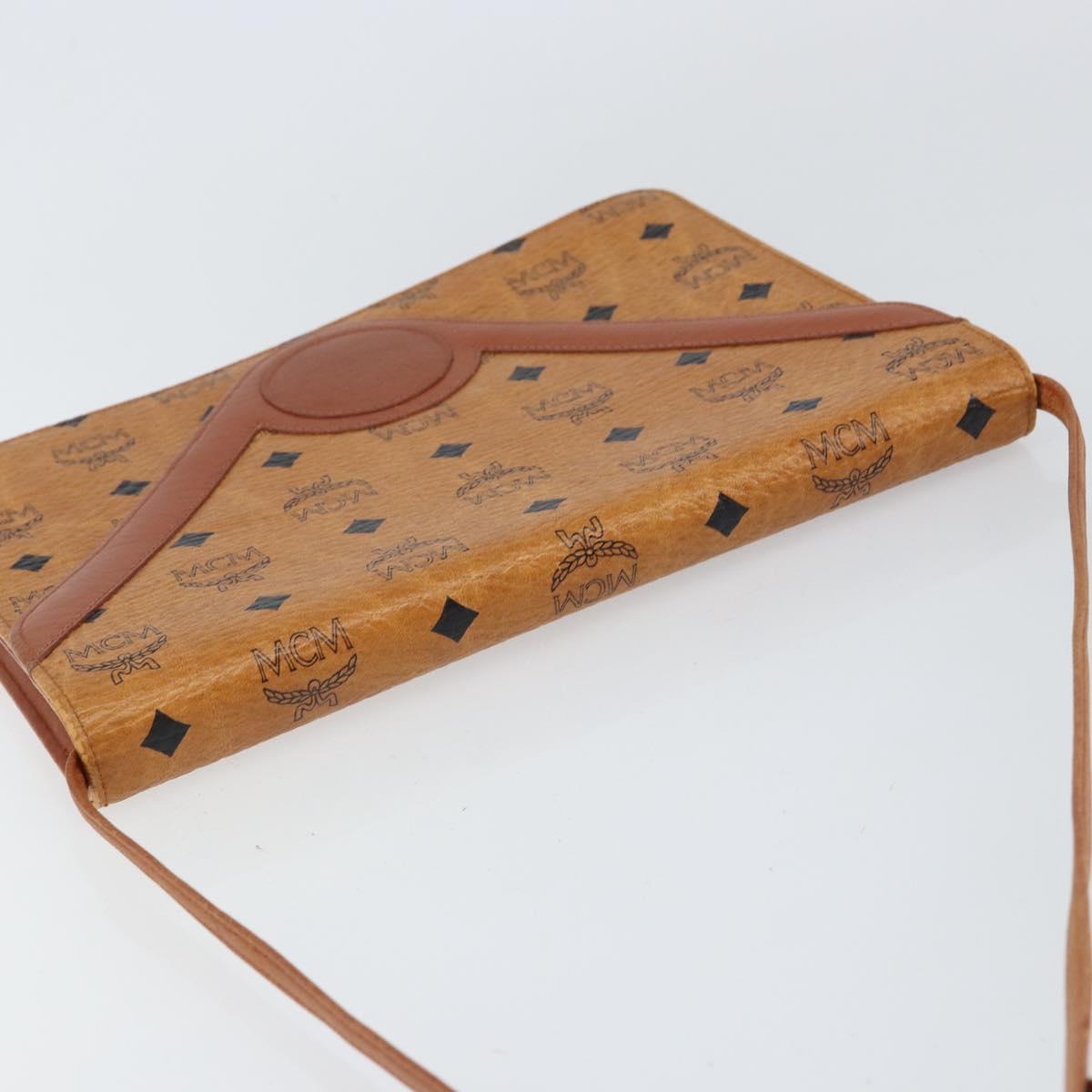 MCM Logogram Vicetos Shoulder Bag PVC Leather Brown Gold Auth gh1073