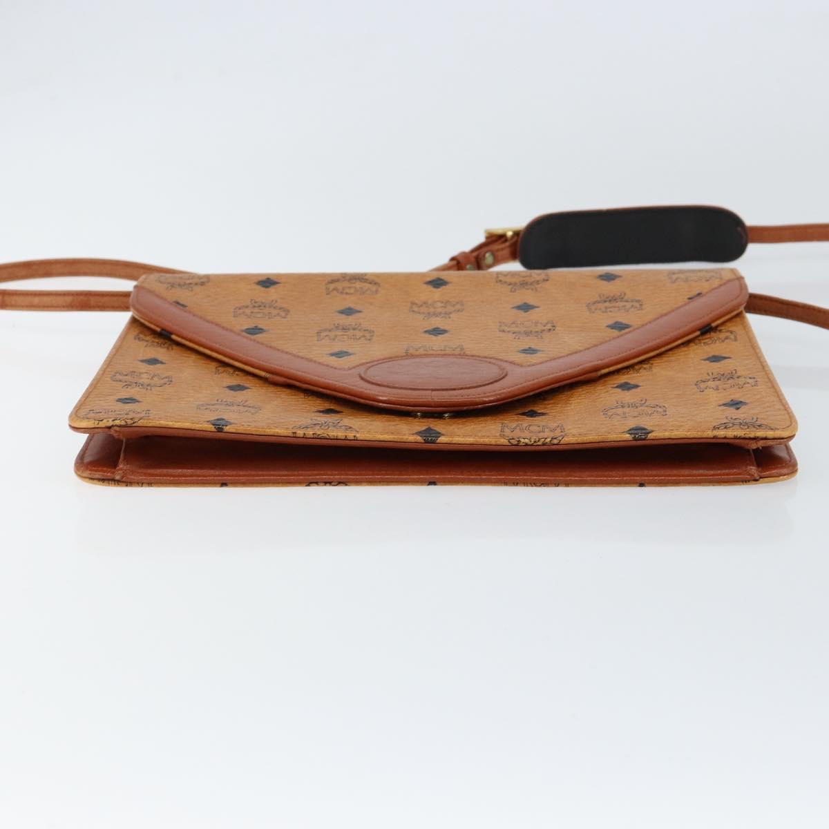 MCM Logogram Vicetos Shoulder Bag PVC Leather Brown Gold Auth gh1073