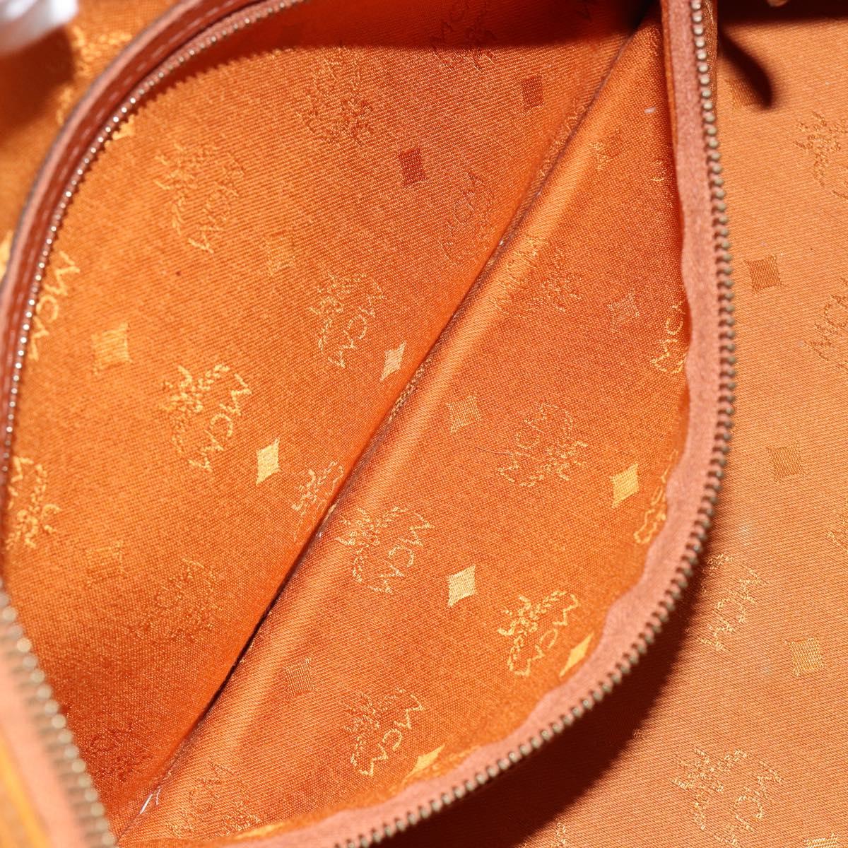 MCM Logogram Vicetos Boston Bag PVC Leather Brown Gold Auth gh1074