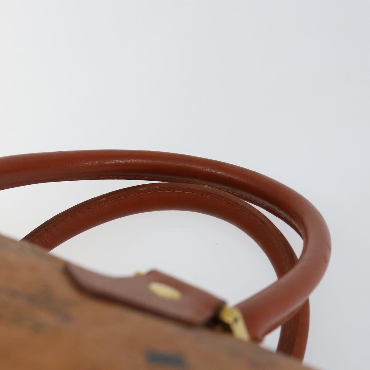 MCM Logogram Vicetos Boston Bag PVC Leather Brown Gold Auth gh1074