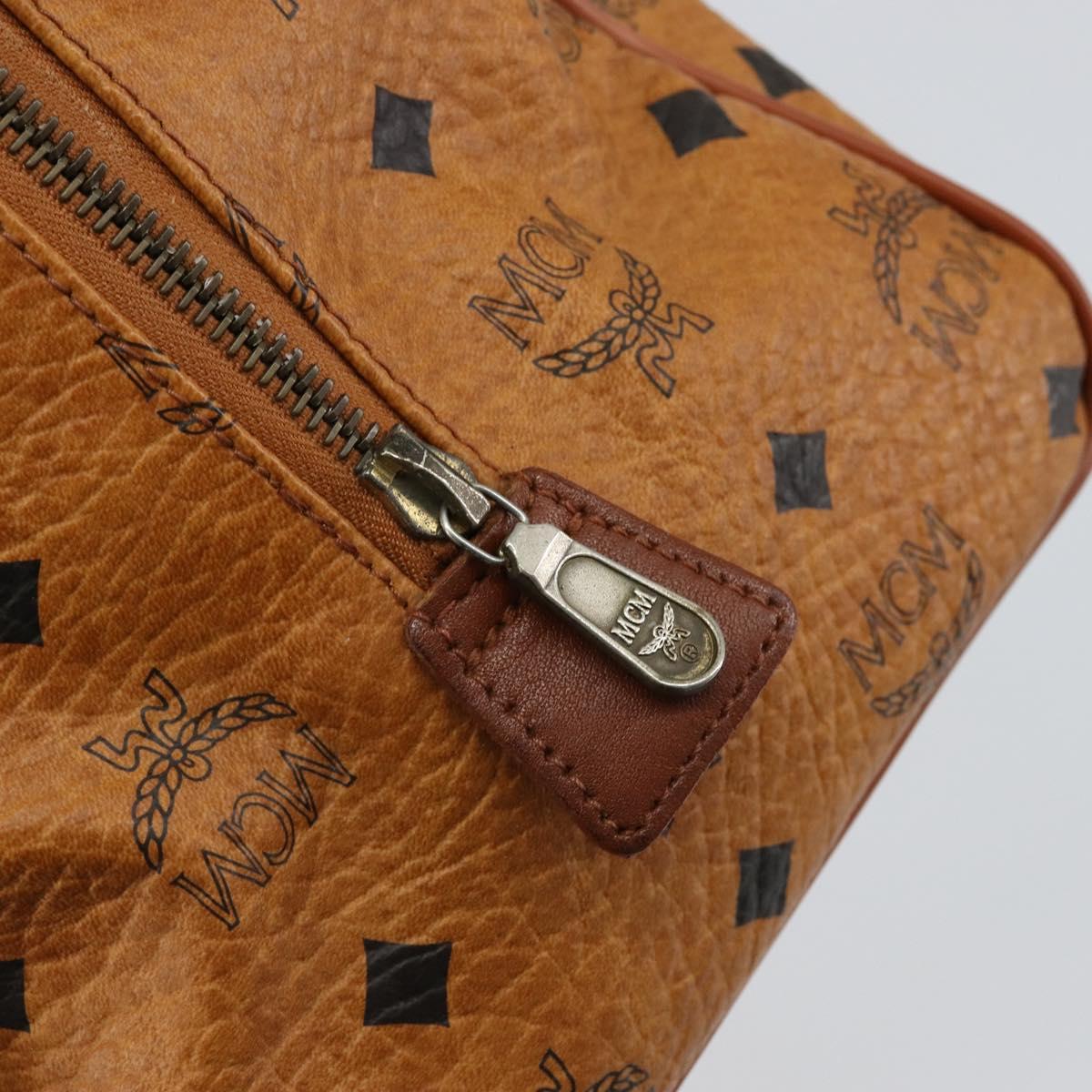 MCM Logogram Vicetos Boston Bag PVC Leather Brown Gold Auth gh1075