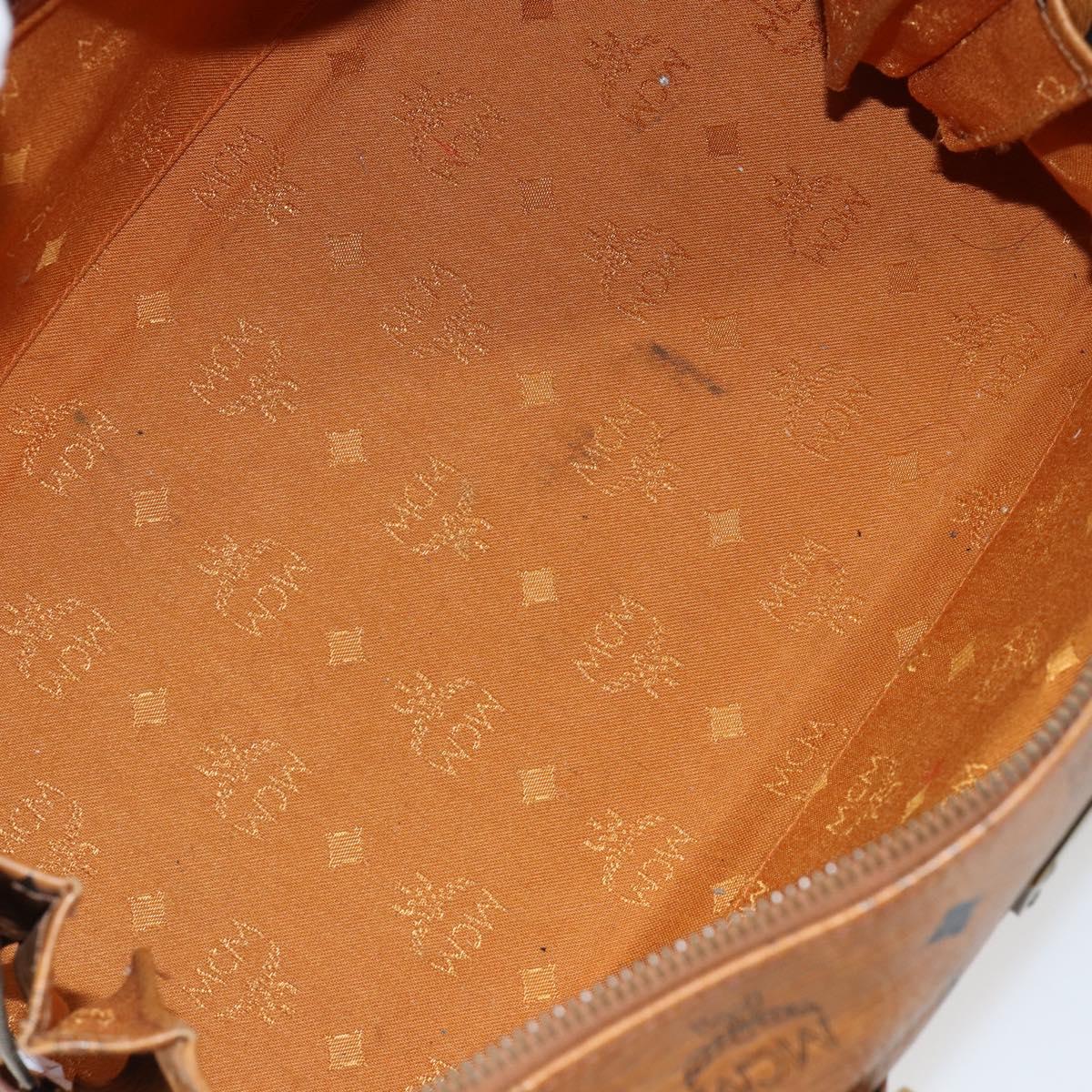 MCM Logogram Vicetos Boston Bag PVC Leather Brown Gold Auth gh1075