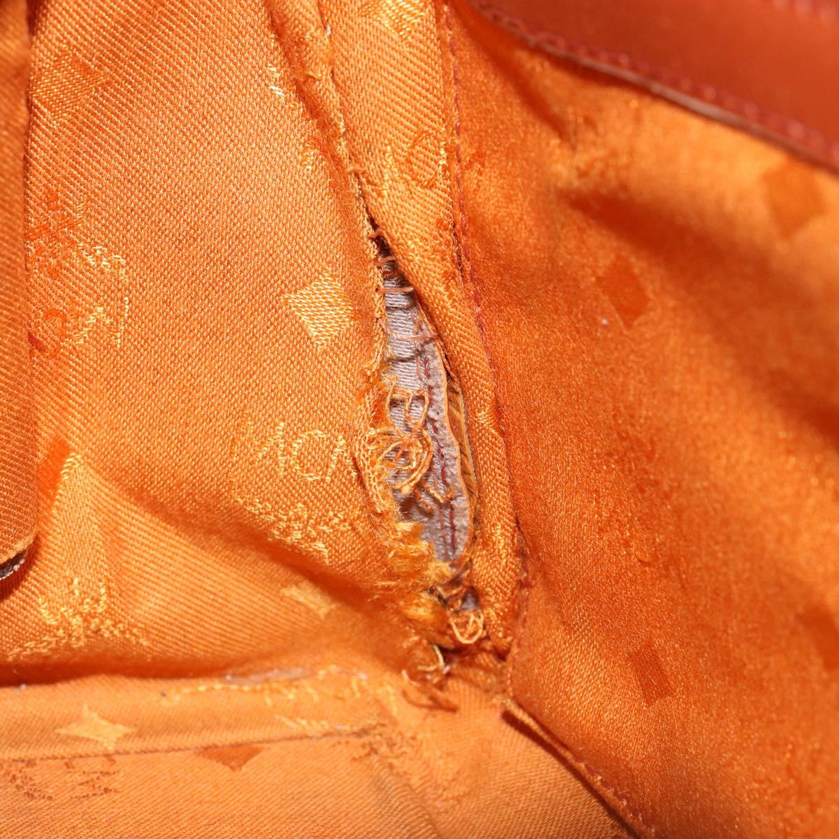 MCM Logogram Vicetos Boston Bag PVC Leather Brown Gold Auth gh1076