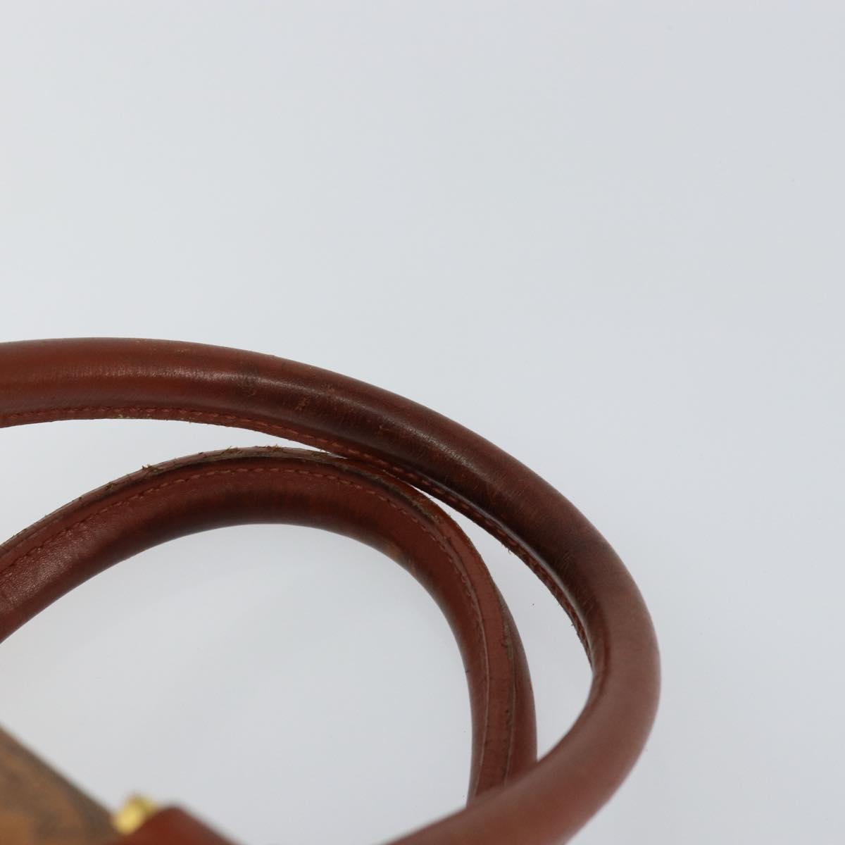 MCM Logogram Vicetos Boston Bag PVC Leather Brown Gold Auth gh1076