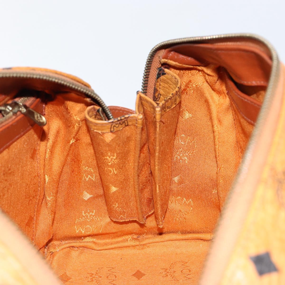 MCM Logogram Vicetos Boston Bag PVC Leather 2way Brown Gold Auth gh1077