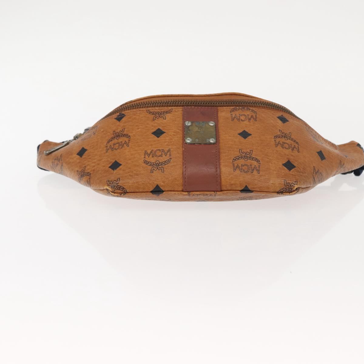 MCM Logogram Vicetos Waist Bag PVC Leather Brown Auth gh1078