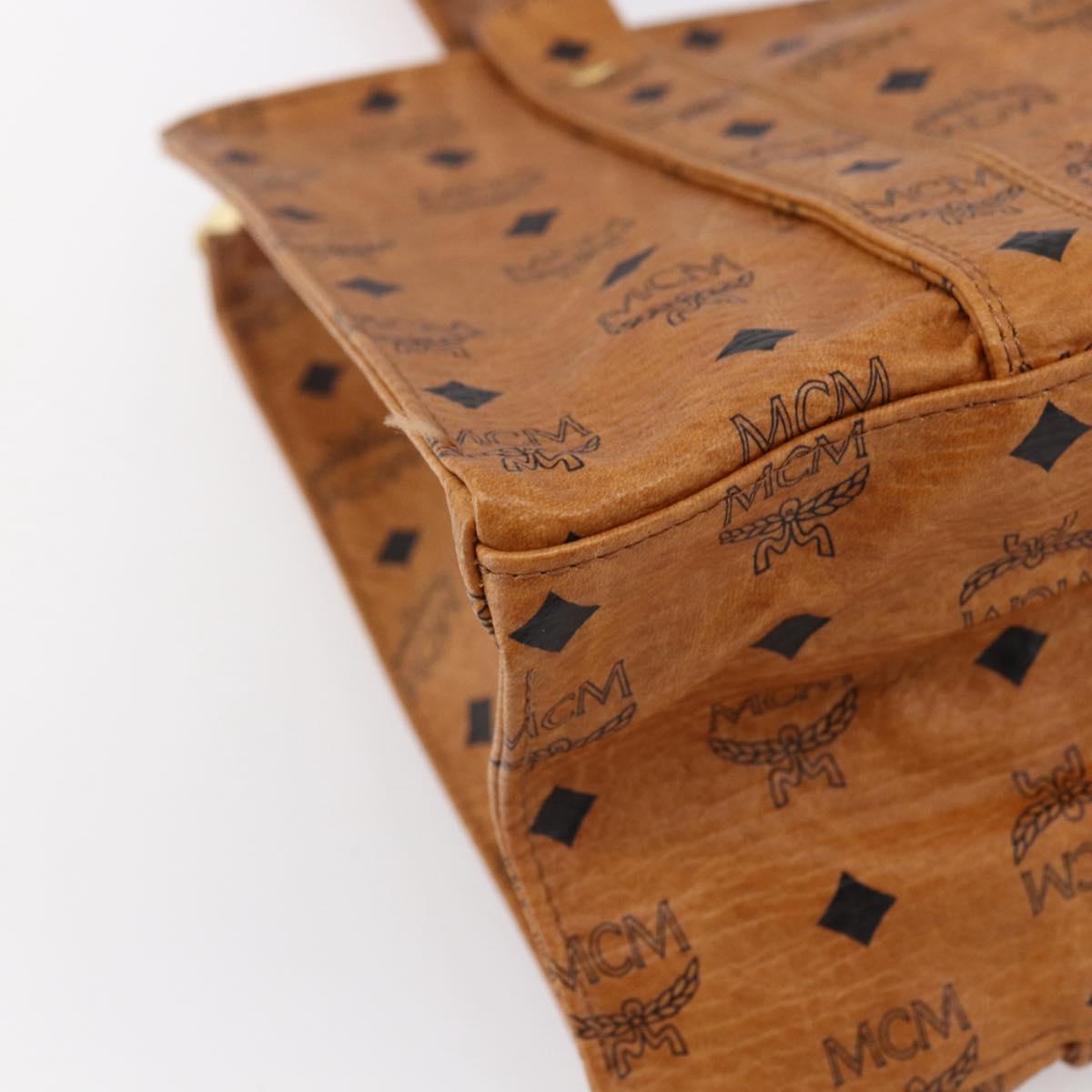 MCM Logogram Vicetos Tote Bag PVC Leather Brown Gold Auth gh1079