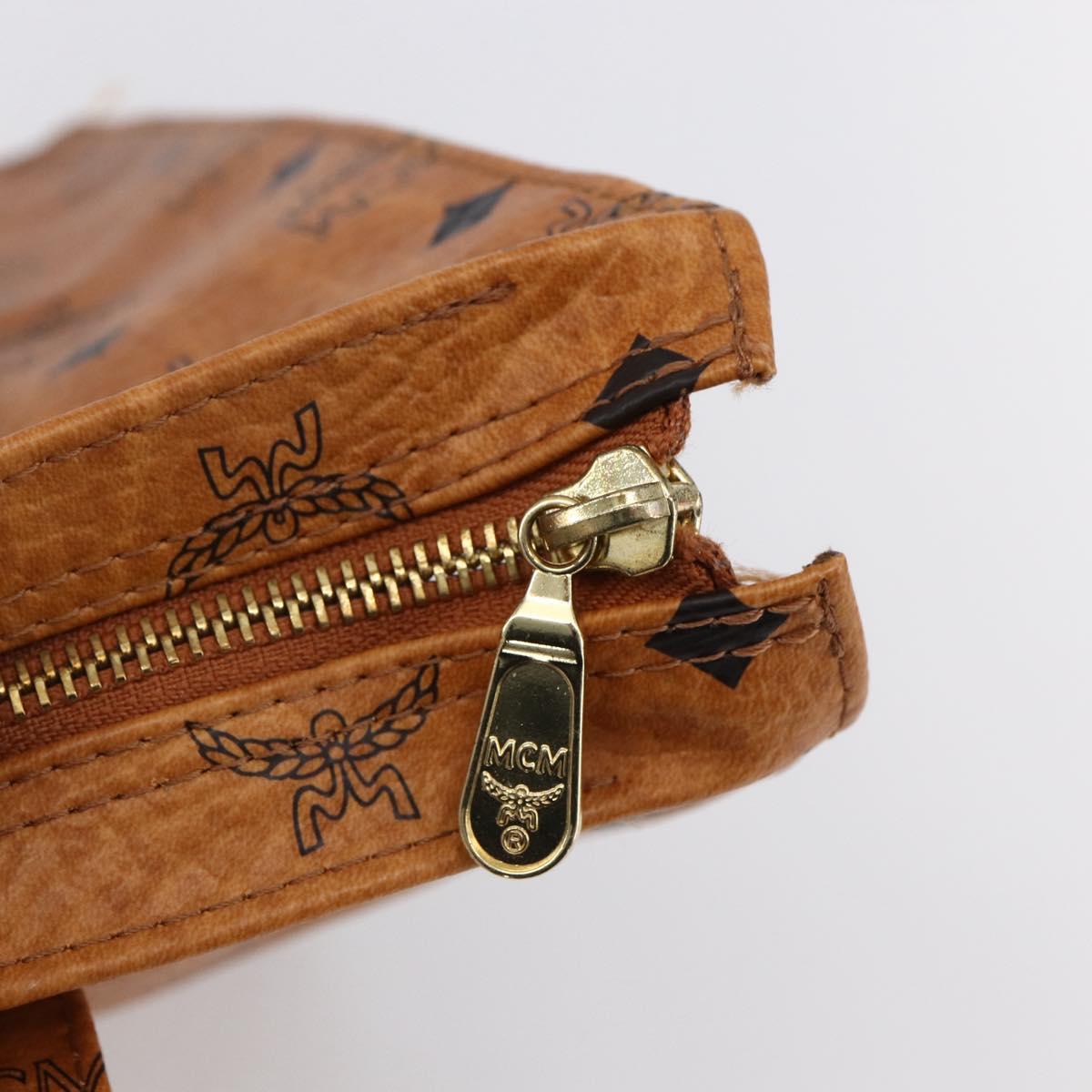 MCM Logogram Vicetos Tote Bag PVC Leather Brown Gold Auth gh1079