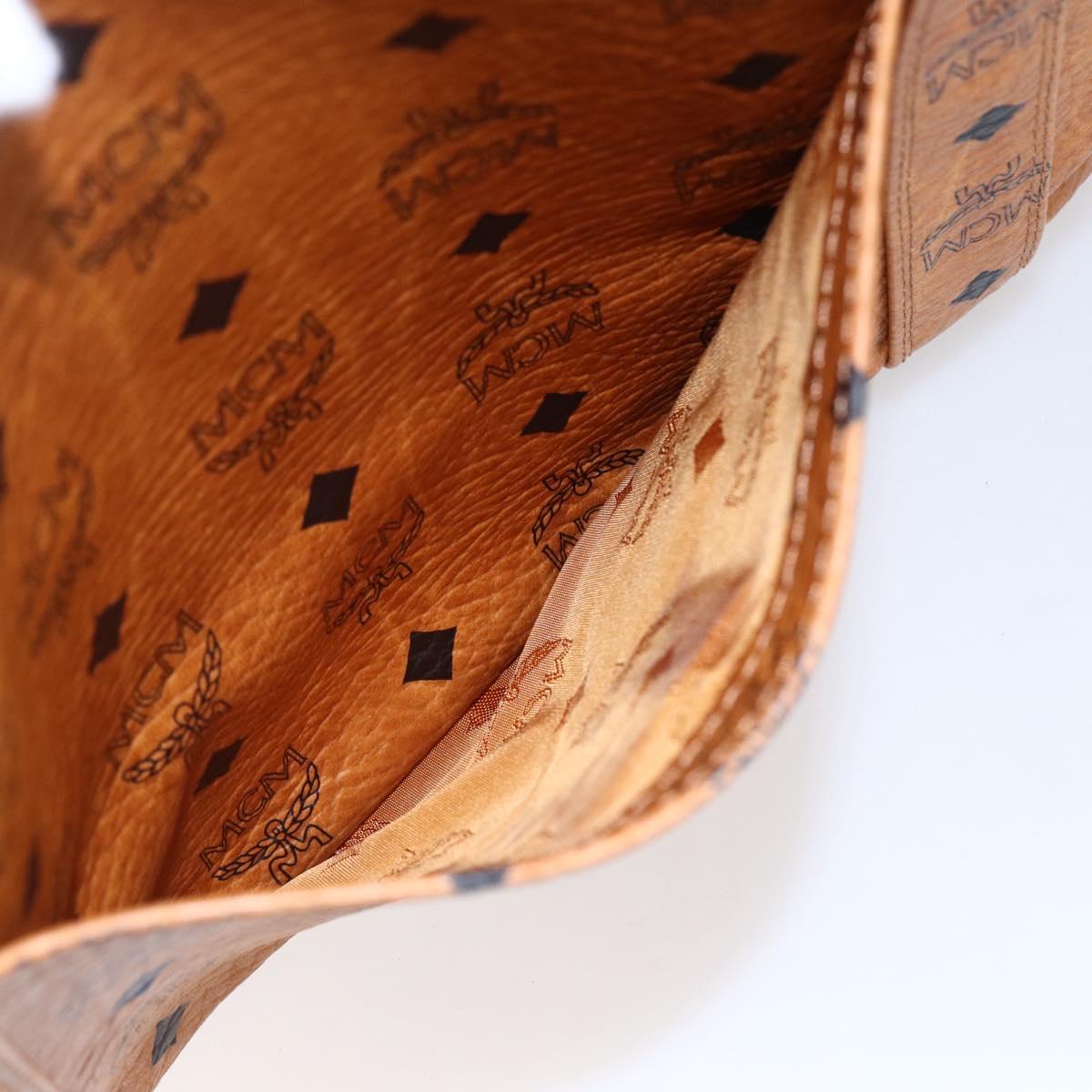 MCM Logogram Vicetos Tote Bag PVC Leather Brown Gold Auth gh1079