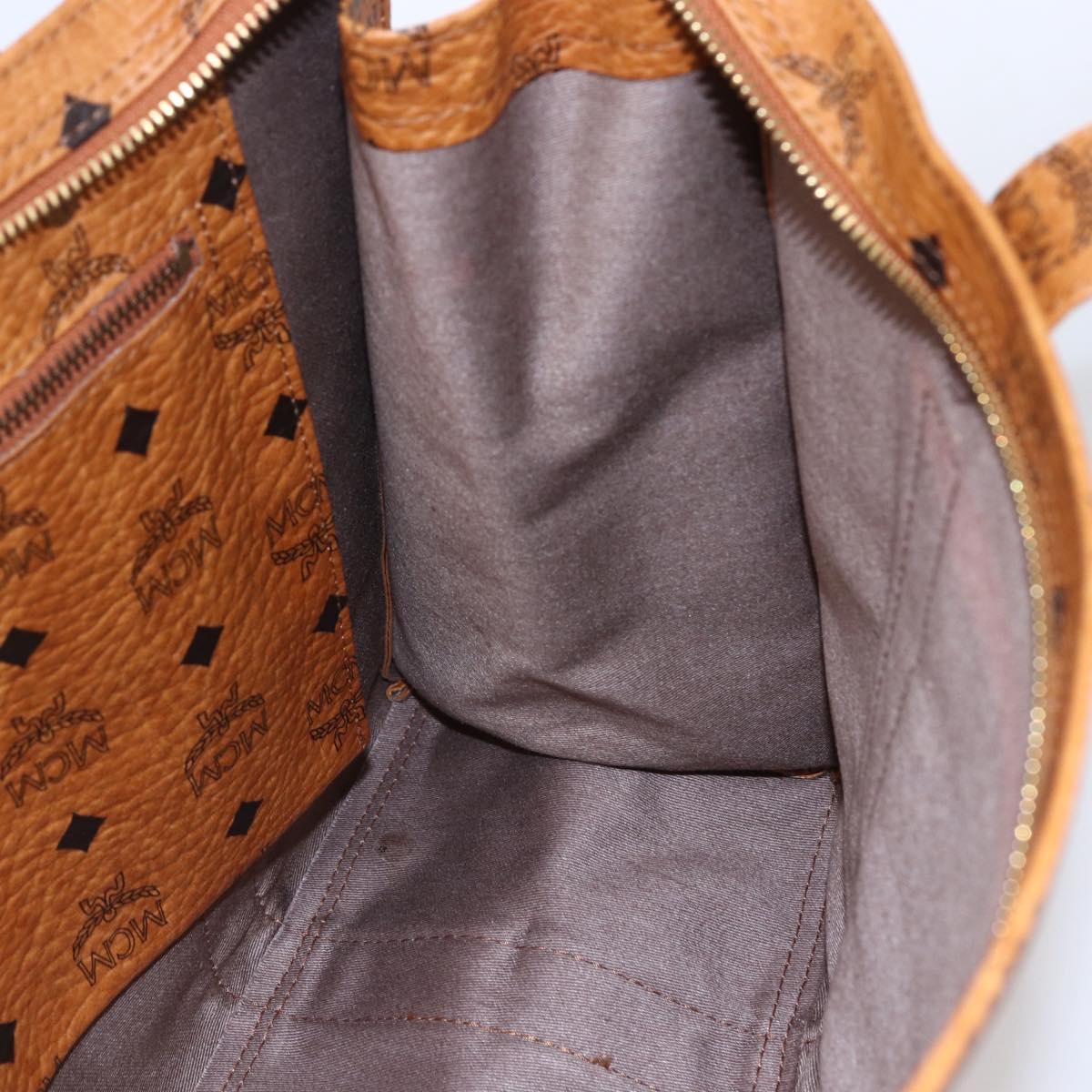 MCM Logogram Vicetos Tote Bag PVC Leather Brown Gold Auth gh1079