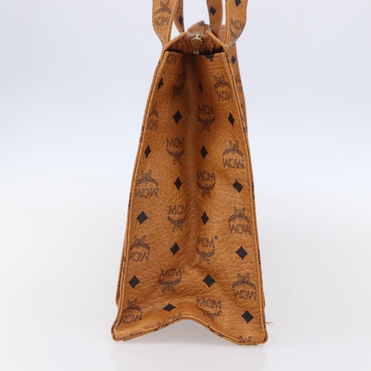 MCM Logogram Vicetos Tote Bag PVC Leather Brown Gold Auth gh1079