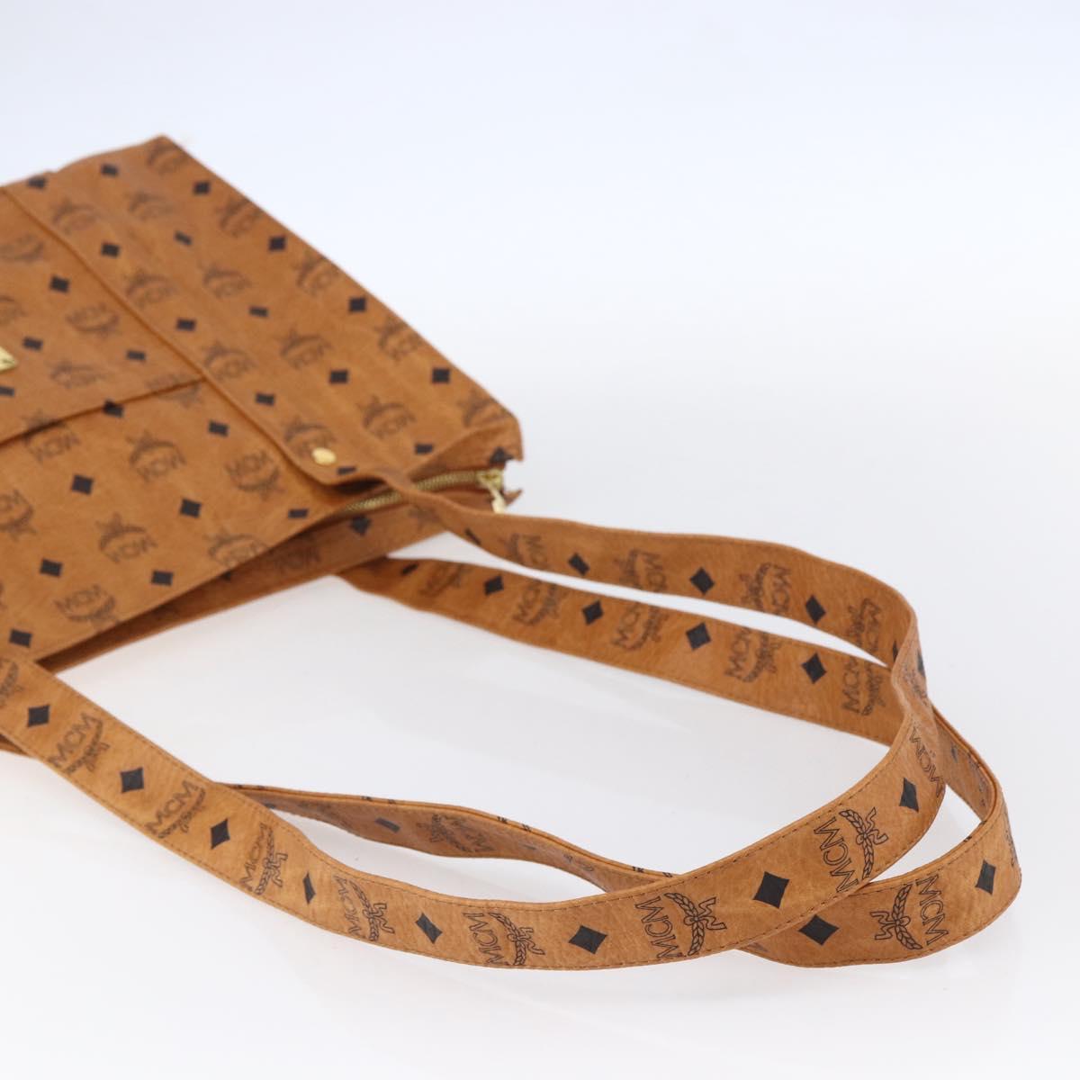 MCM Logogram Vicetos Tote Bag PVC Leather Brown Gold Auth gh1079