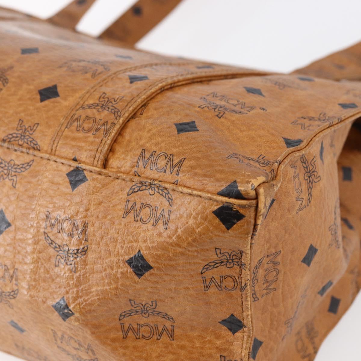 MCM Logogram Vicetos Tote Bag PVC Leather Brown Gold Auth gh1080