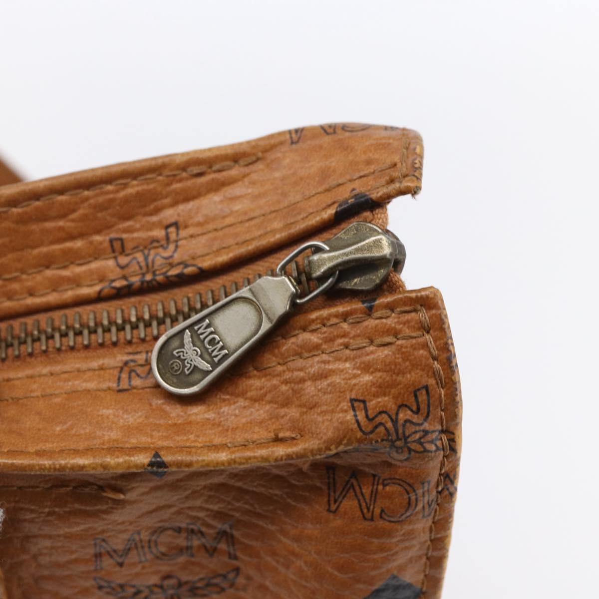 MCM Logogram Vicetos Tote Bag PVC Leather Brown Gold Auth gh1080