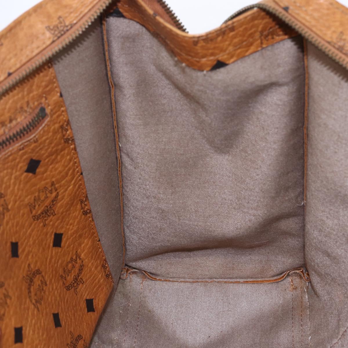 MCM Logogram Vicetos Tote Bag PVC Leather Brown Gold Auth gh1080