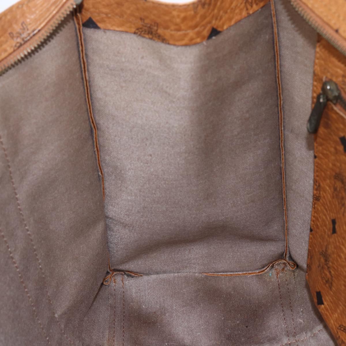 MCM Logogram Vicetos Tote Bag PVC Leather Brown Gold Auth gh1080