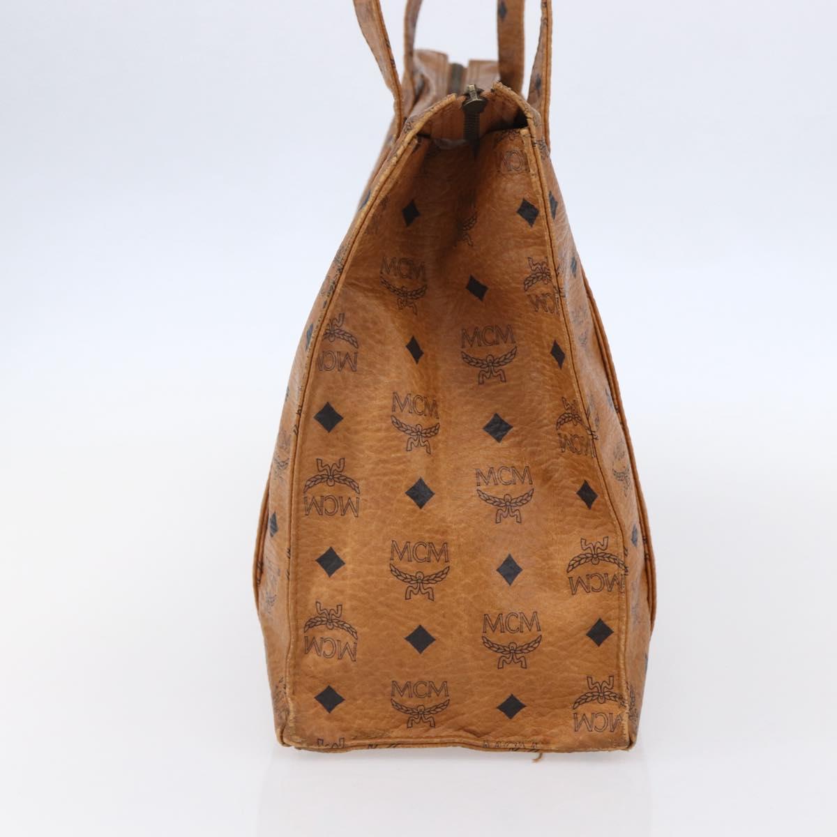 MCM Logogram Vicetos Tote Bag PVC Leather Brown Gold Auth gh1080