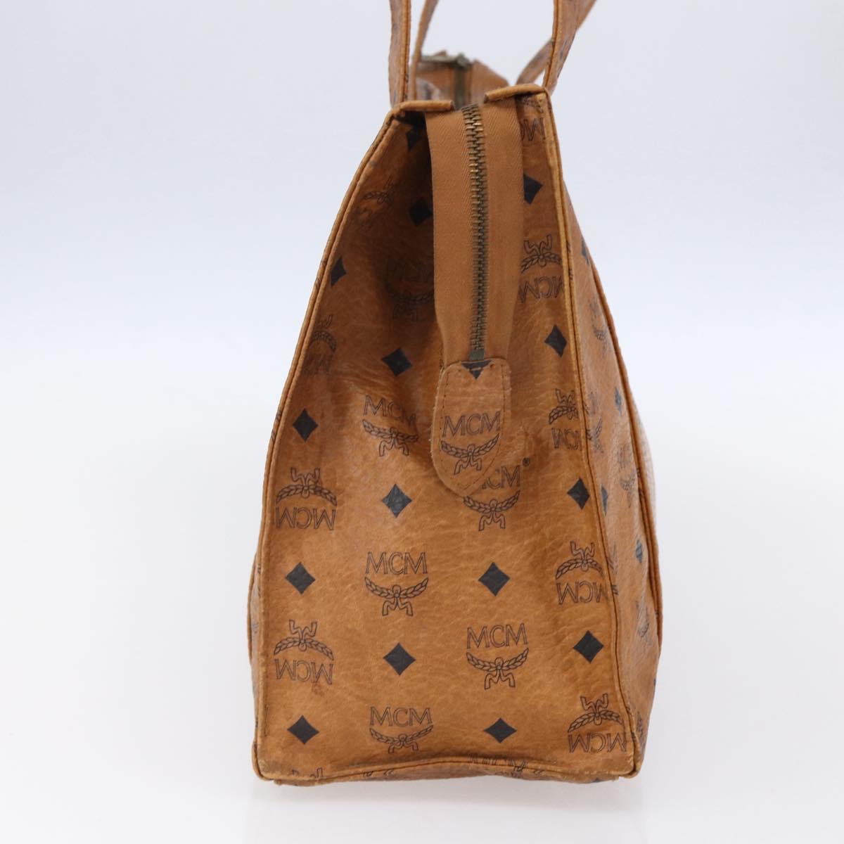 MCM Logogram Vicetos Tote Bag PVC Leather Brown Gold Auth gh1080