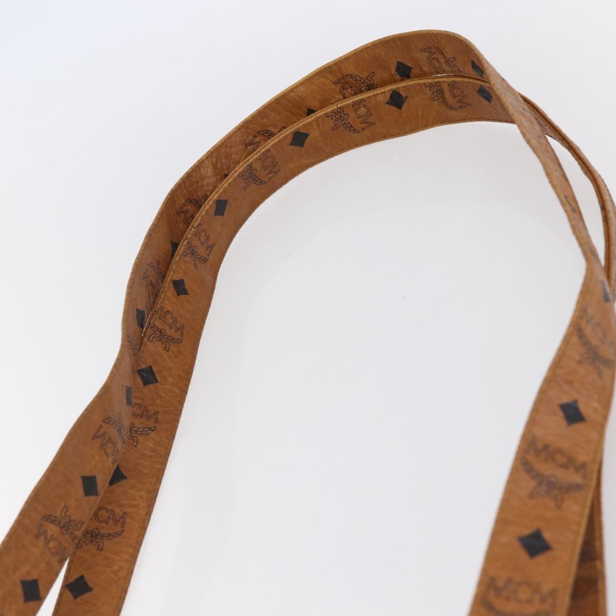 MCM Logogram Vicetos Tote Bag PVC Leather Brown Gold Auth gh1080