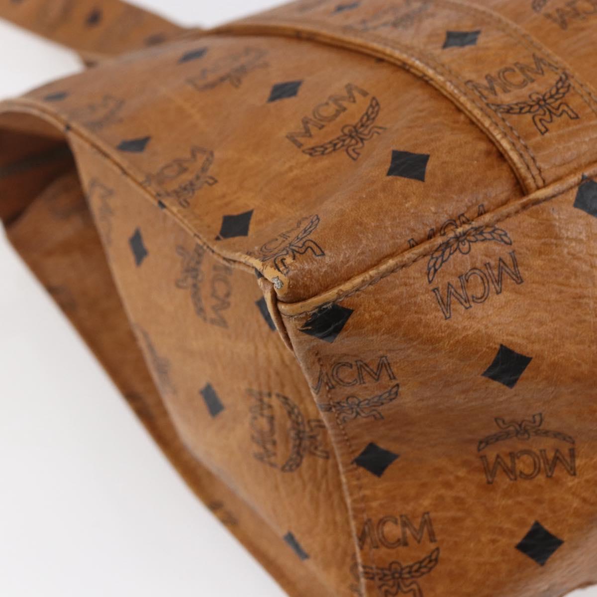 MCM Logogram Vicetos Tote Bag PVC Leather Brown Gold Auth gh1081