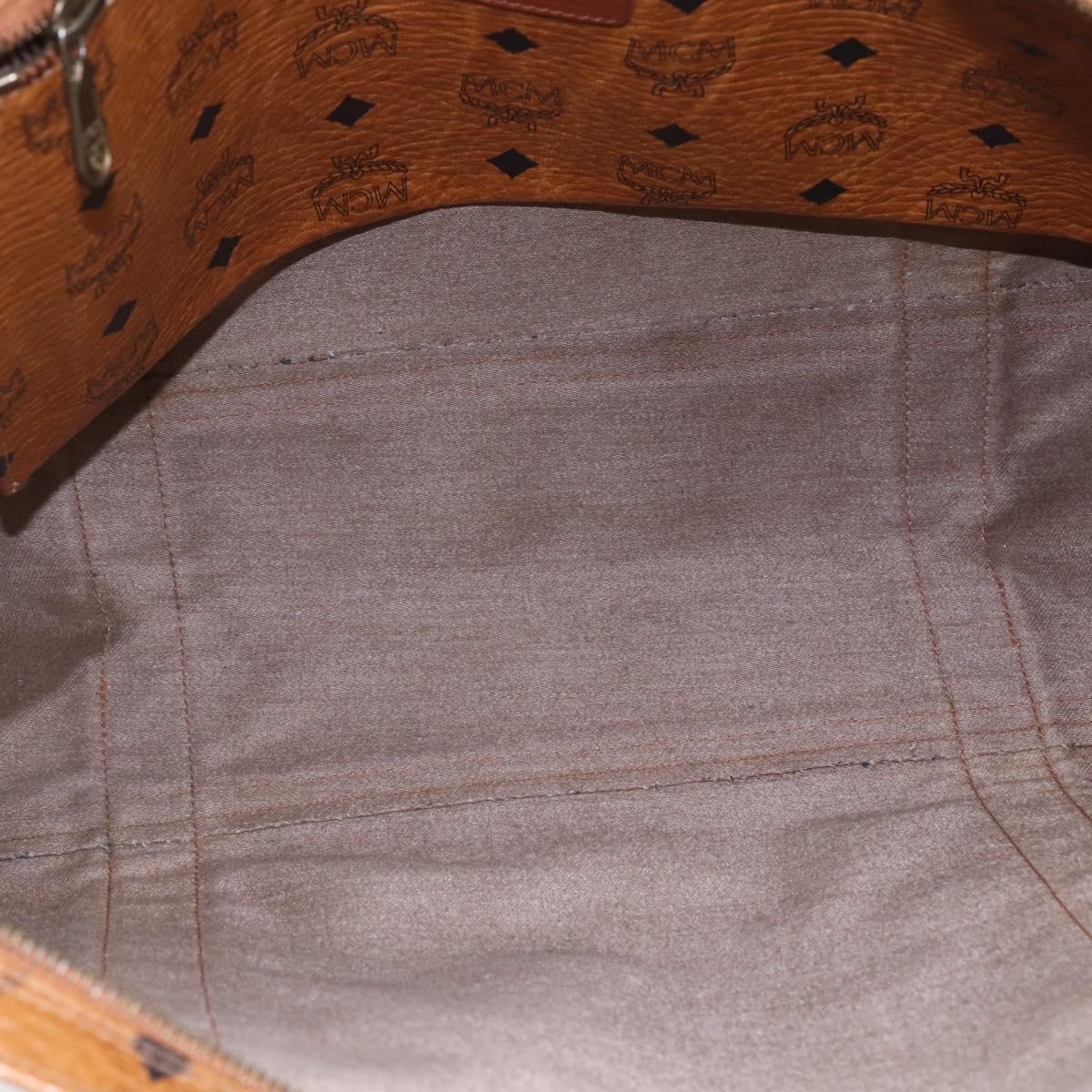 MCM Logogram Vicetos Tote Bag PVC Leather Brown Gold Auth gh1081