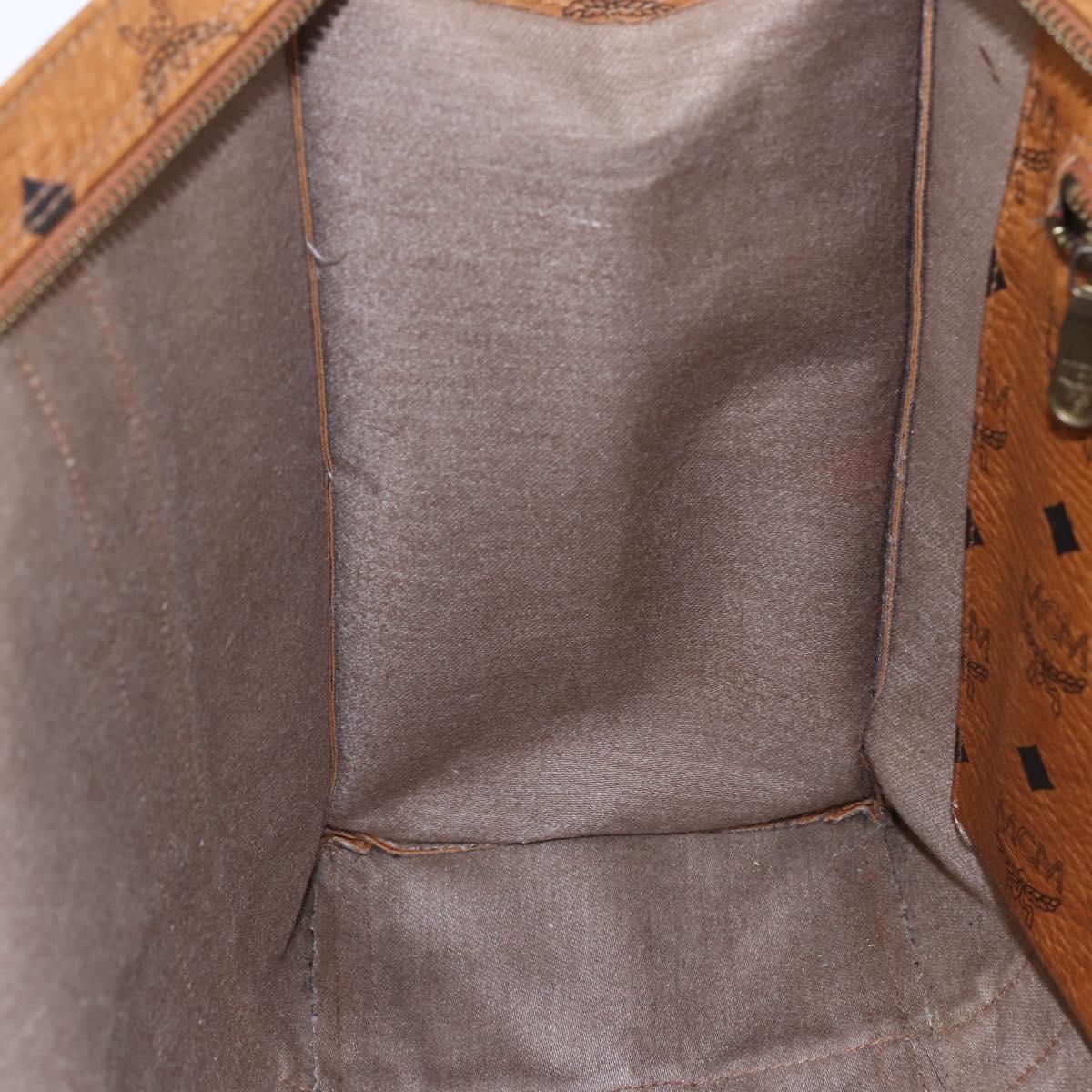 MCM Logogram Vicetos Tote Bag PVC Leather Brown Gold Auth gh1081