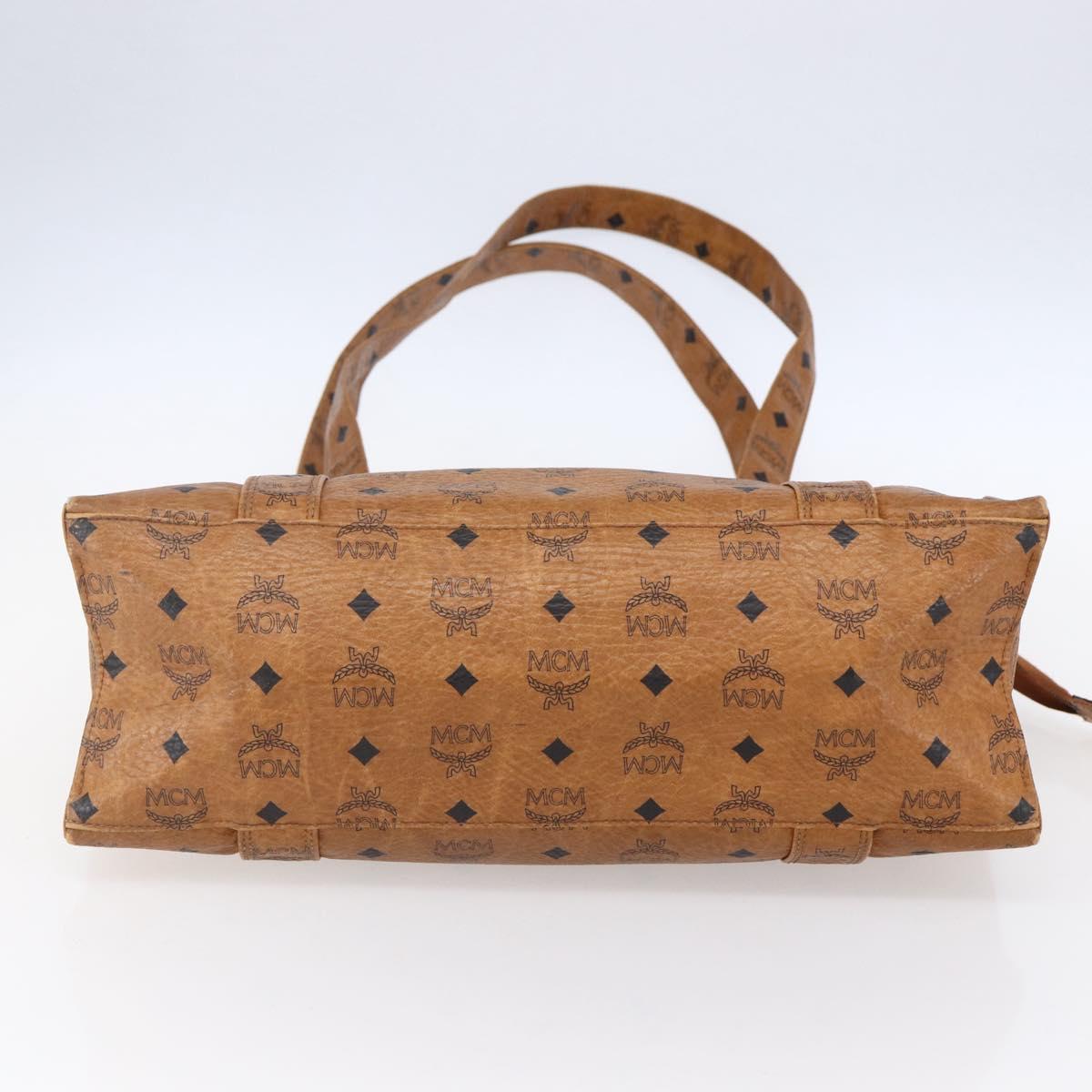 MCM Logogram Vicetos Tote Bag PVC Leather Brown Gold Auth gh1081